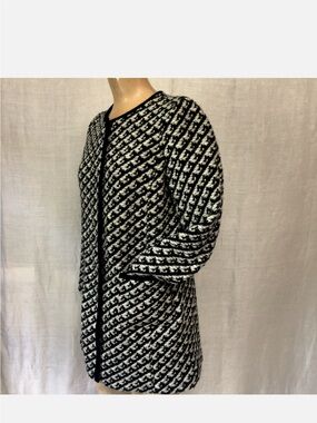 Talbots‎ Black & White Textured Collarless Knit Blazer